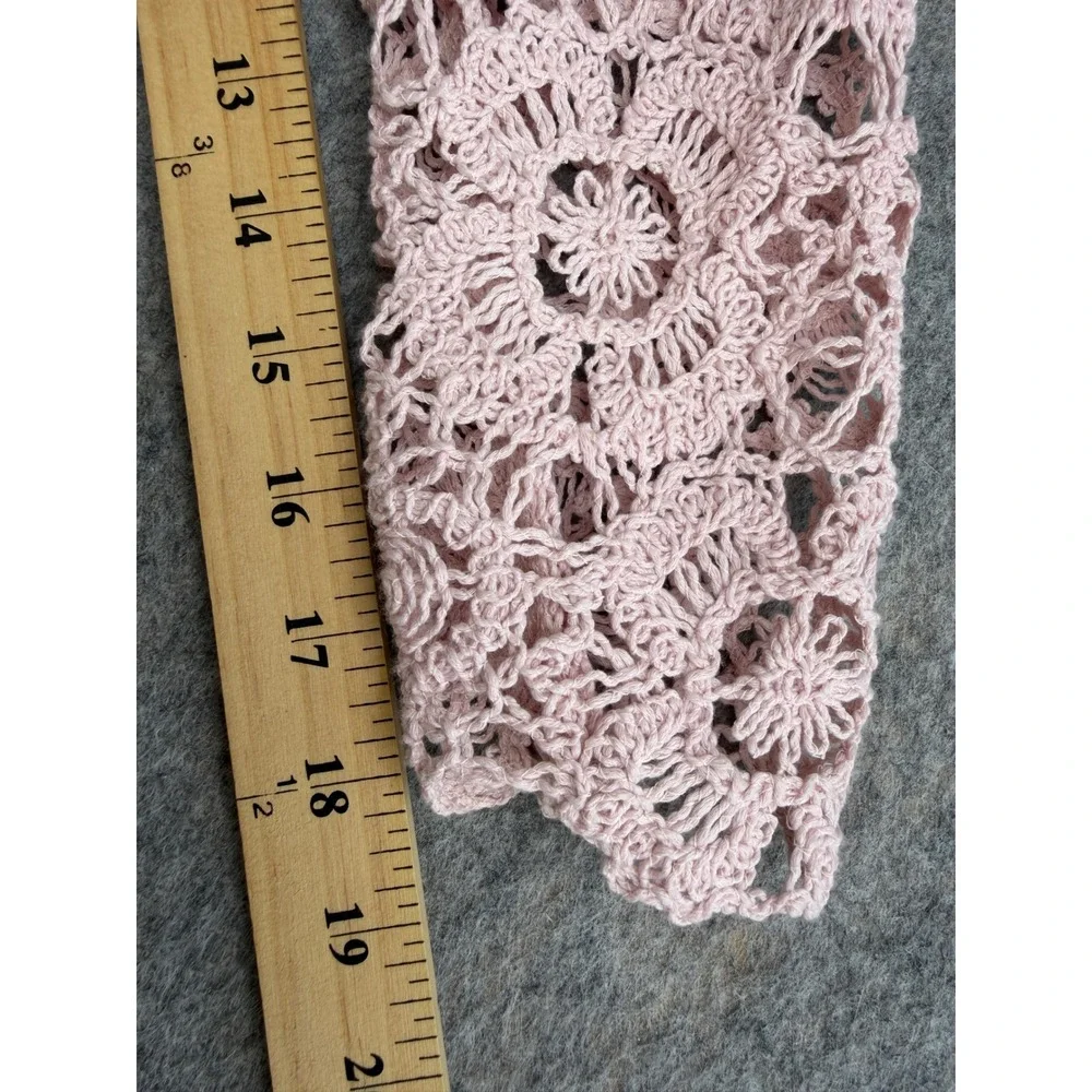 Zara Crochet Floral Lace Long Sleeve Crop Top Womens S Pink Fairy Boho Cottage